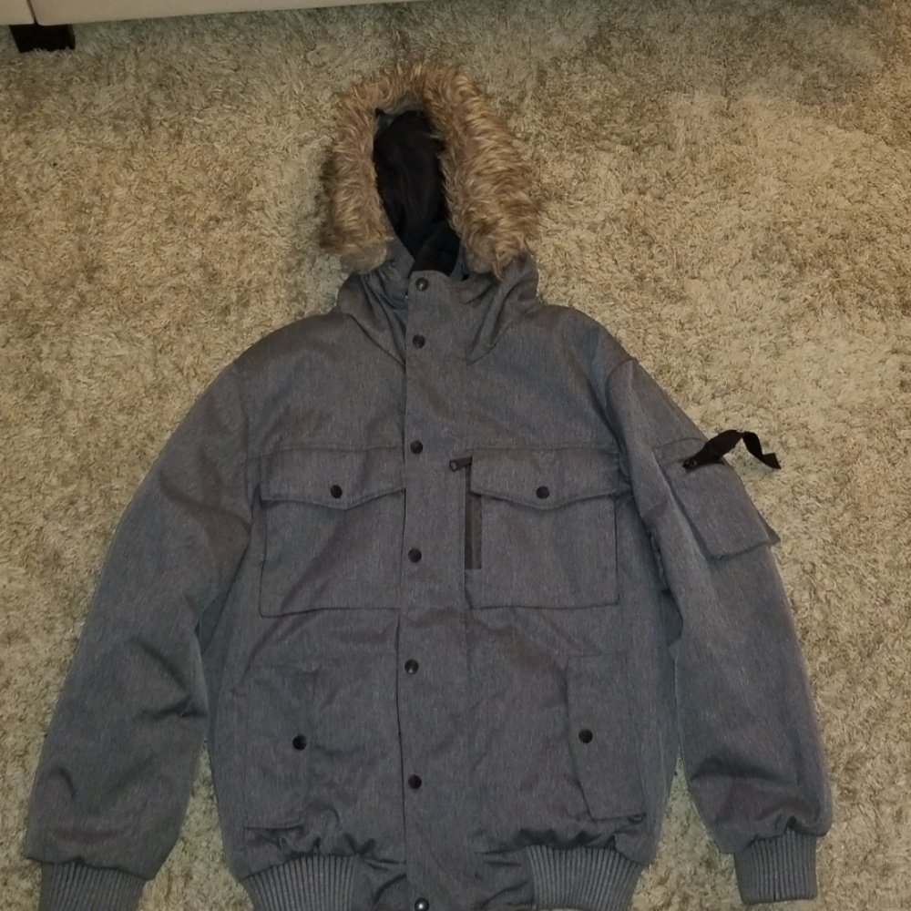 Gray Fur Hooded Jacket